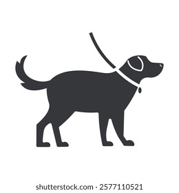 Isolated pictogram sign of dog, canine, k9, pet, animal with strap or leash