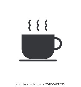 isolated pictogram sign : hot coffee icon, hot beverages drinks label