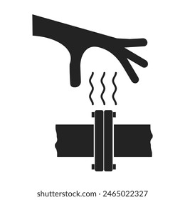 Isolated pictogram sign of leaked high pressure pipe, do not touch hot piping, for construction, industrial and engineering