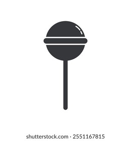 Isolated pictogram sign lollipop candy, sweets with stick for food and meals icon, Christmas graphic element