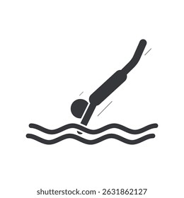 Isolated pictogram sign man jump from edge, danger high platform, fall risk, jumping is prohibited