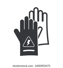 Isolated pictogram sign mandatory to use of electrical safety gloves for high voltage electricity, electric shock