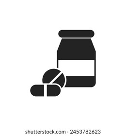 Isolated pictogram sign of mecidal drugs, nantibiotic, medicine, medic