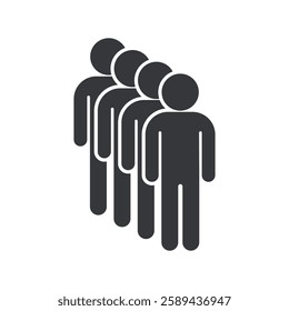 Isolated pictogram sign people line, queue, waiting enter, team work, group of man