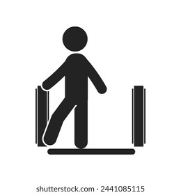 Isolated pictogram sign of pinch leg on escalator, for keep away feet safety sign