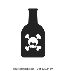 Isolated pictogram sign of poison bottle, symbol of drugs, danger, deadly liquid, for laboratory industrial safety label 