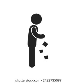 Isolated pictogram sign throw trash in to waste recycle bin, for graphic template for do not litter