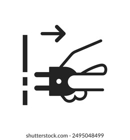 Isolated pictogram sign unplugged electric cable from outlet, energy saving sign label