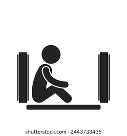 Isolated pictogram sit on escalator, moving stairs, for prohibition safety sign on excalator