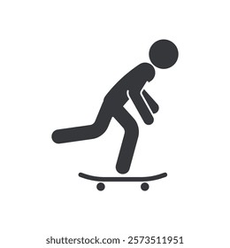 isolated pictogram  stick figure skateboarding, sport and free style icon, skater sign