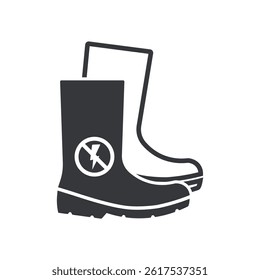 Isolated pictogrm wear electrically resistant boots for protection against high voltage electricity in hazardous areas