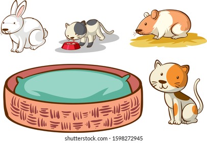 Isolated picture of different pet illustration