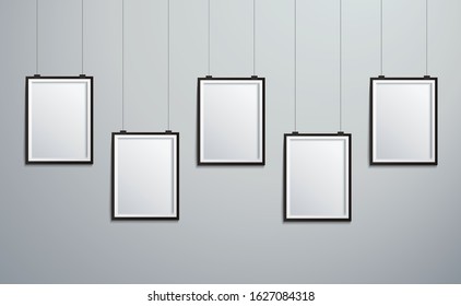 isolated picture frames hanging on wall vector illustration EPS10