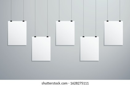 isolated picture frames hanging on wall vector illustration EPS10