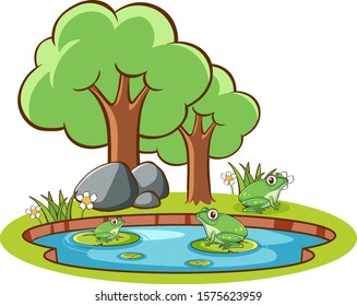 Isolated picture of frogs in the pond illustration