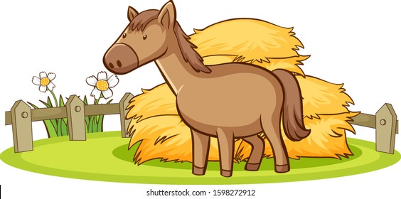 Isolated picture of horse on the farm illustration