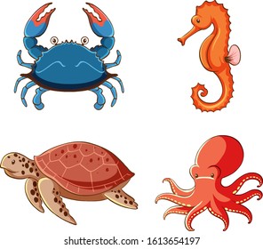 Isolated picture of sea creatures illustration