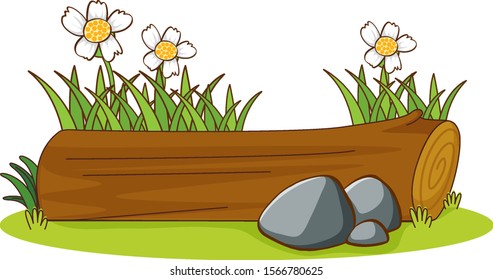 Isolated picture of wooden log illustration