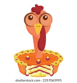 Isolated pie dessert with a turkey bird Vector