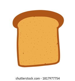 isolated piece of bread on white background in cartoon style. Ingredient for sandwich.