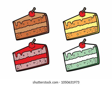 isolated piece of cake with cherry
