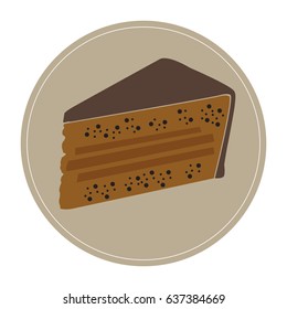 Isolated piece of cake on a colored button, Vector illustration