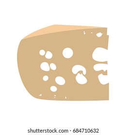 Isolated piece of cheese on a white background, Vector illustration