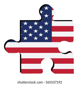 Isolated piece of puzzle with the American flag, Vector illustration