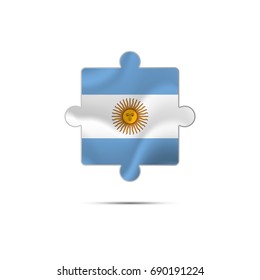 Isolated piece of puzzle with the Argentina flag. Vector illustration.