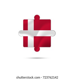 Isolated piece of puzzle with the Denmark flag. Vector illustration.