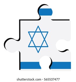 Isolated piece of puzzle with the flag of Israel, Vector illustration