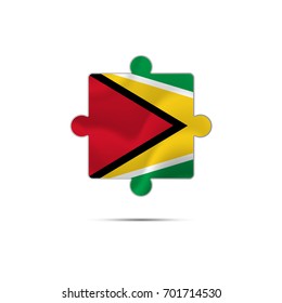Isolated piece of puzzle with the Guyana flag. Vector illustration.