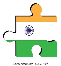 Isolated piece of puzzle with the Indian flag, Vector illustration