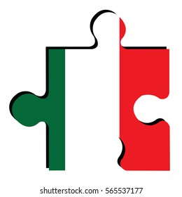 Isolated piece of puzzle with the Italian flag, Vector illustration