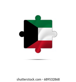 Isolated piece of puzzle with the Kuwait flag. Vector illustration.