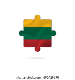 Isolated piece of puzzle with the Lithuania flag. Vector illustration.