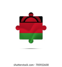 Isolated piece of puzzle with the Malawi flag. Vector illustration.