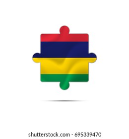 Isolated piece of puzzle with the Mauritius flag. Vector illustration.