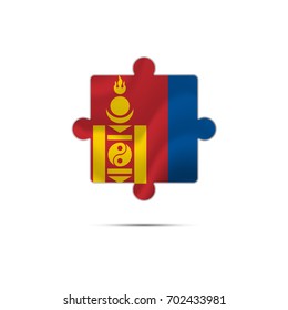 Isolated piece of puzzle with the Mongolia flag. Vector illustration.