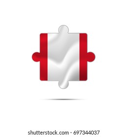 Isolated piece of puzzle with the Peru flag. Vector illustration.