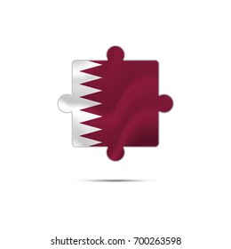 Isolated piece of puzzle with the Qatar flag. Vector illustration.