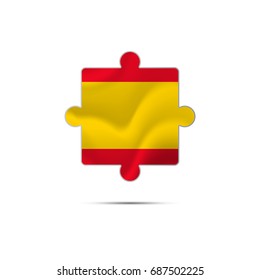 Isolated piece of puzzle with the Spain flag. Vector illustration.