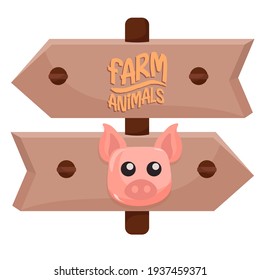 Isolated pig indications animal farms cute icon- Vector