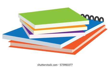 Isolated pile of books on a white background, Vector illustration