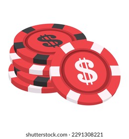 Isolated pile of casino roulette coins icon Vector