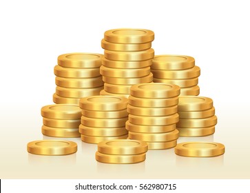 Isolated Pile Of Golden Coins