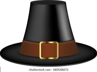 isolated pilgrim hat illustration. thanksgiving element vector