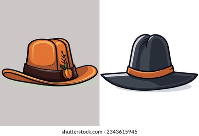 isolated pilgrim hat illustration. thanksgiving element vector, Pilgrim hat icon. Thanksgiving headdress
