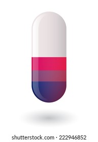 Isolated pill with a bisexual pride flag