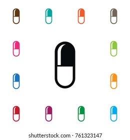 Isolated Pill Icon. Antibiotic Vector Element Can Be Used For Pills, Antibiotic, Drug Design Concept.